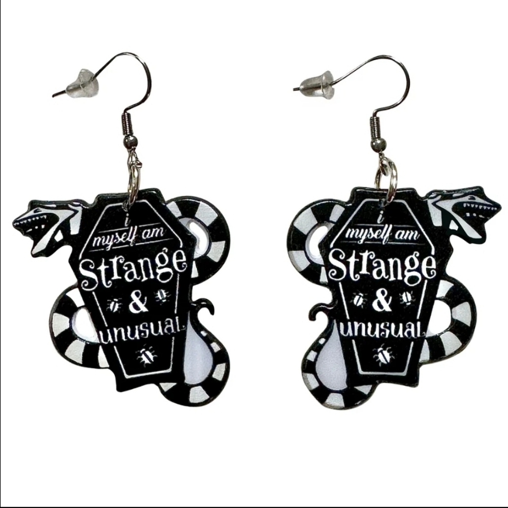 Sandsnake Beetle Coffin Beetlejuice Womens Dangle Drop‎ Goth Punk Style Earrings